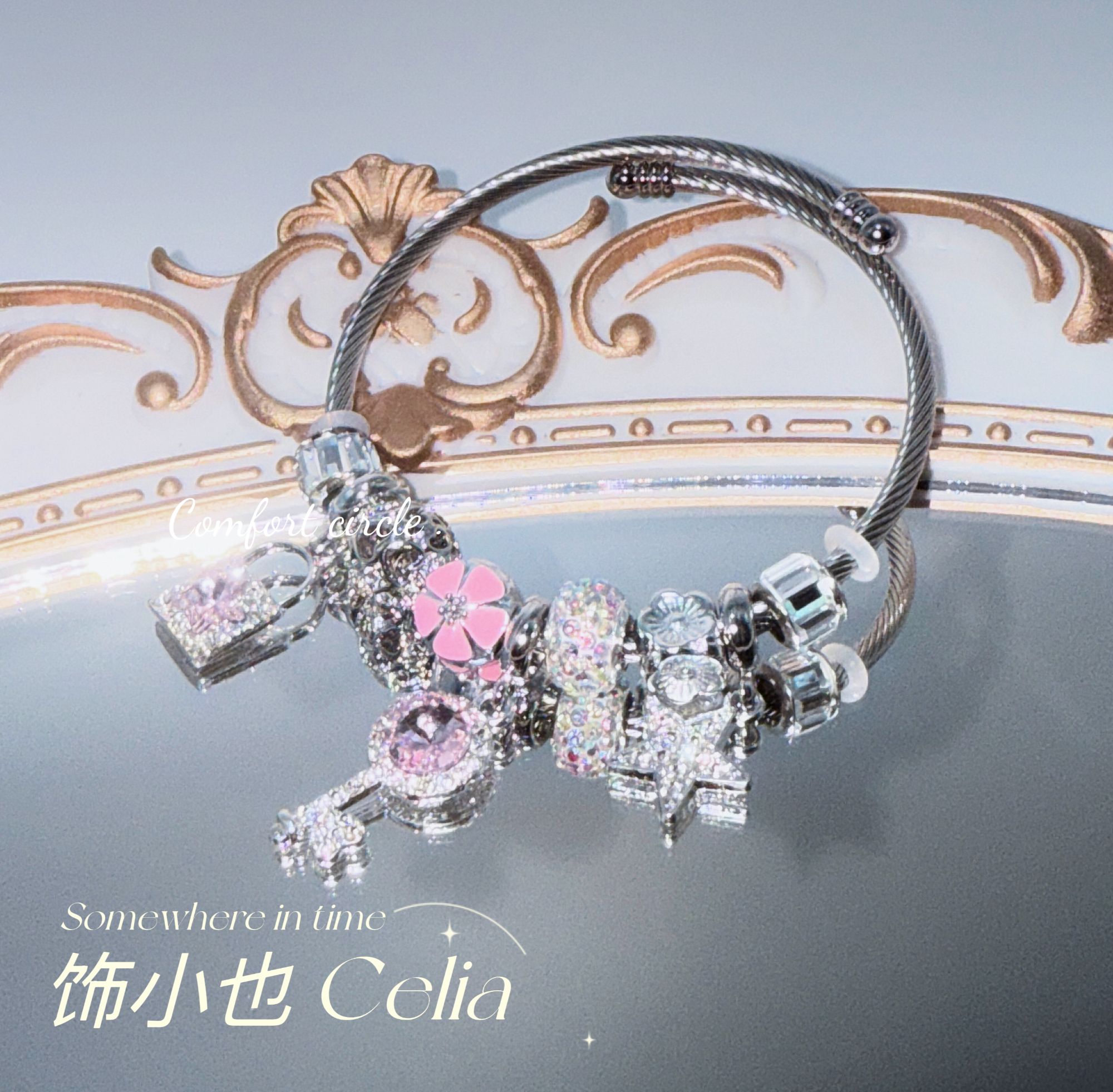 铜合金仿水晶手镯 “始祖魔女”时尚细手腕天菜轻奢中古饰品金色