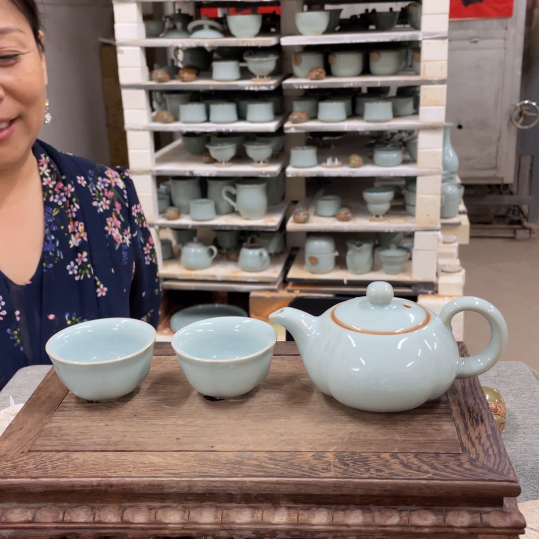 其他天青南瓜壶➕梅花杯一对无礼盒