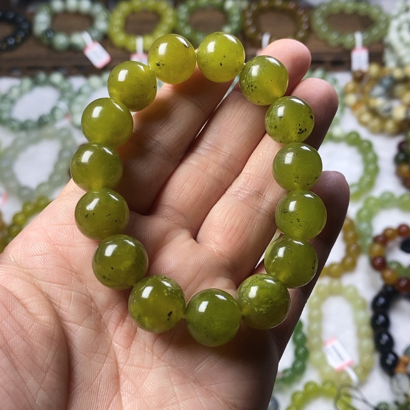 【闪购商品】蛇纹石玉手串未镶嵌卡14