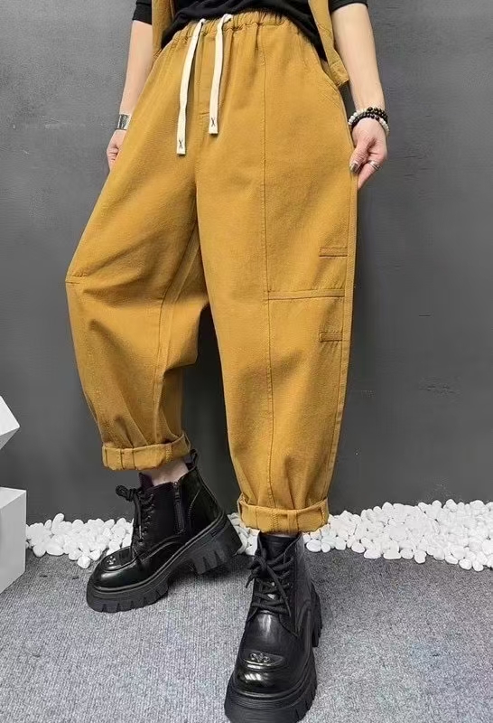 春季新款彩色老爹休闲裤百搭大码潮流纯色