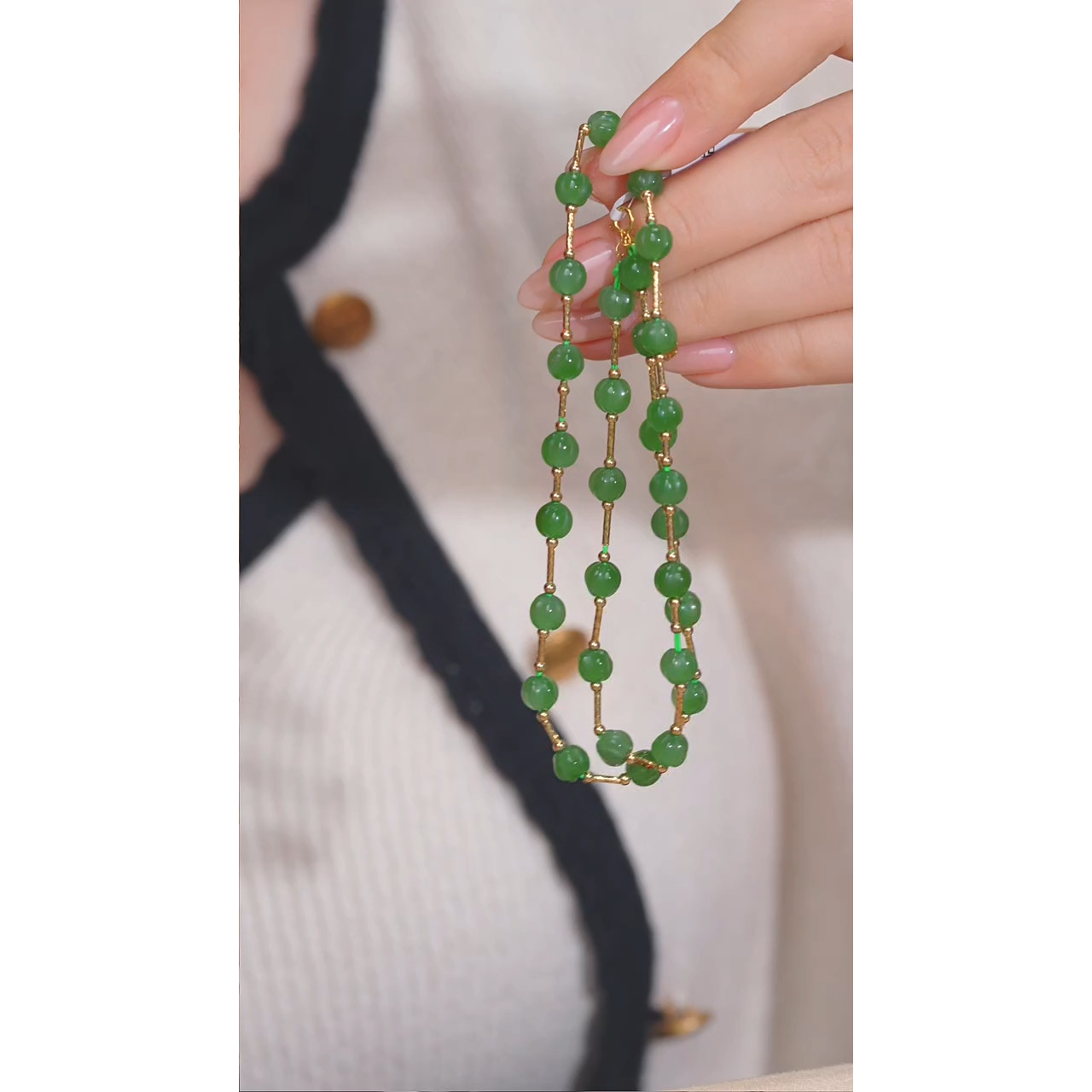 和田玉项链18K金镶嵌卡5 @@W6010