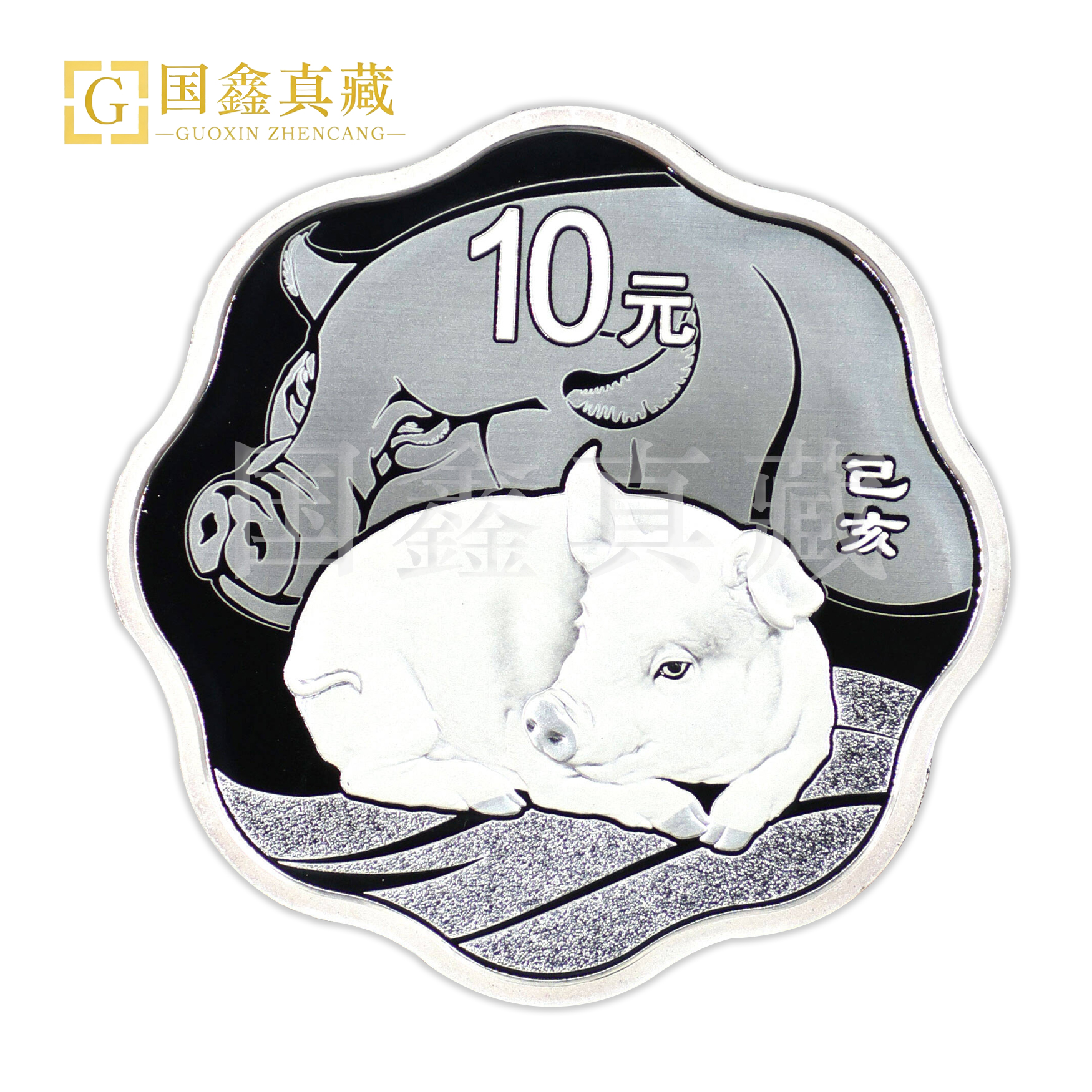 2019年猪年生肖梅花银币 30克 证盒 纯银10元猪年纪念银币 梅花猪