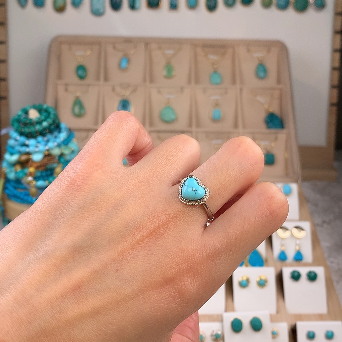 绿松石银S925镶嵌戒指