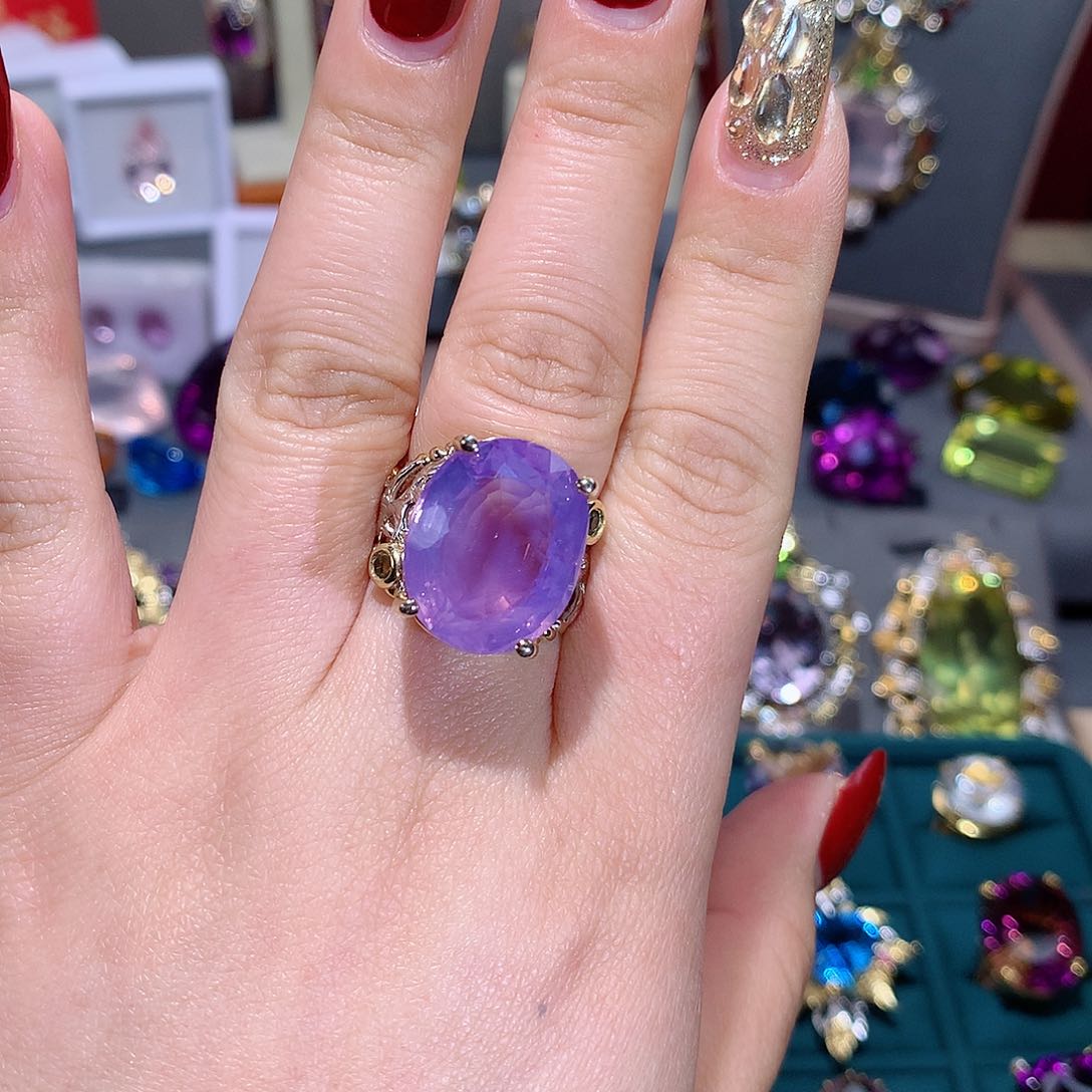 水晶戒指银S925镶嵌戒指