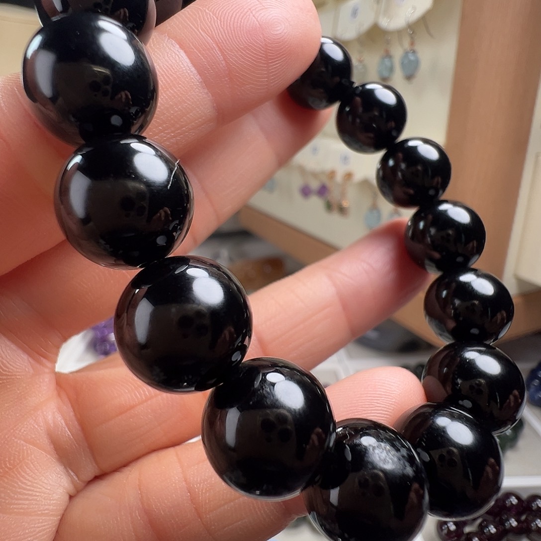 玛瑙/玉髓未镶嵌手链天然黑玛瑙