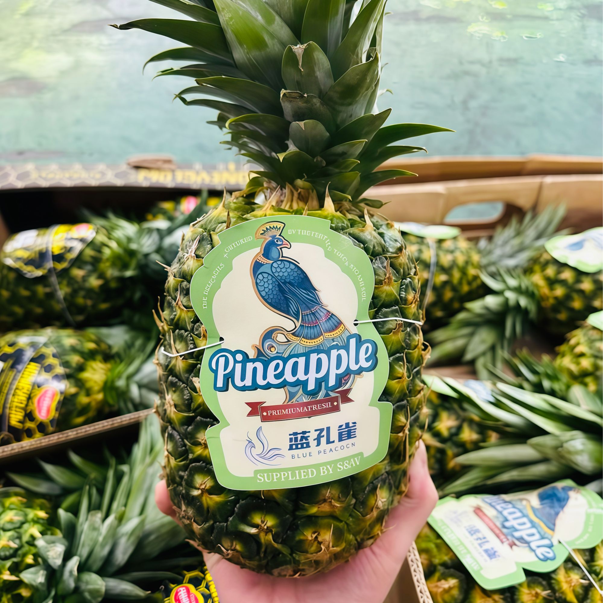 进口菲律宾“蓝孔雀”当季限定凤梨多汁超甜2颗/原箱【顺丰包邮】