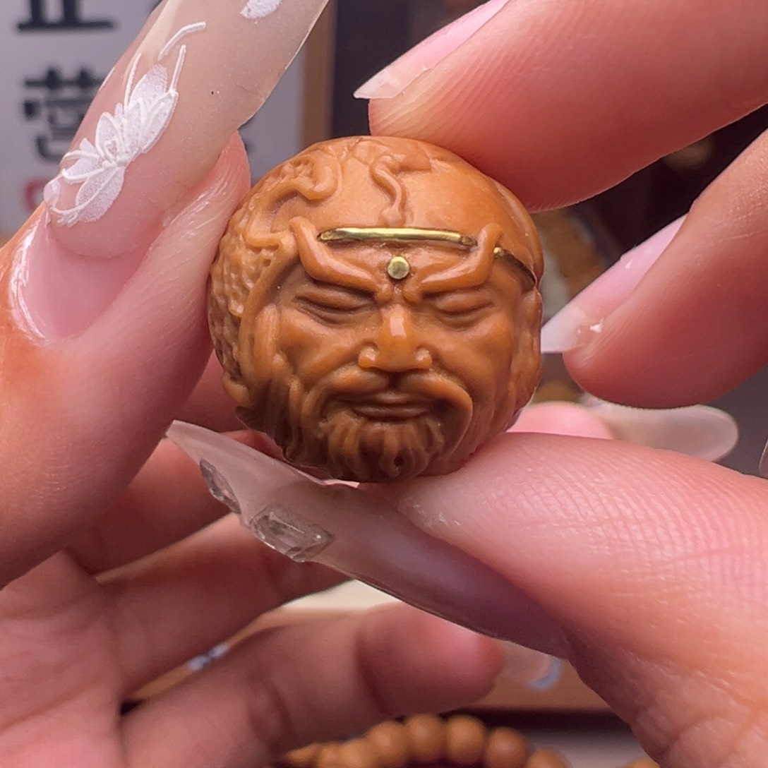 文玩核桃把件镶嵌款玉龙关公17➕尺寸全品有正常封口线