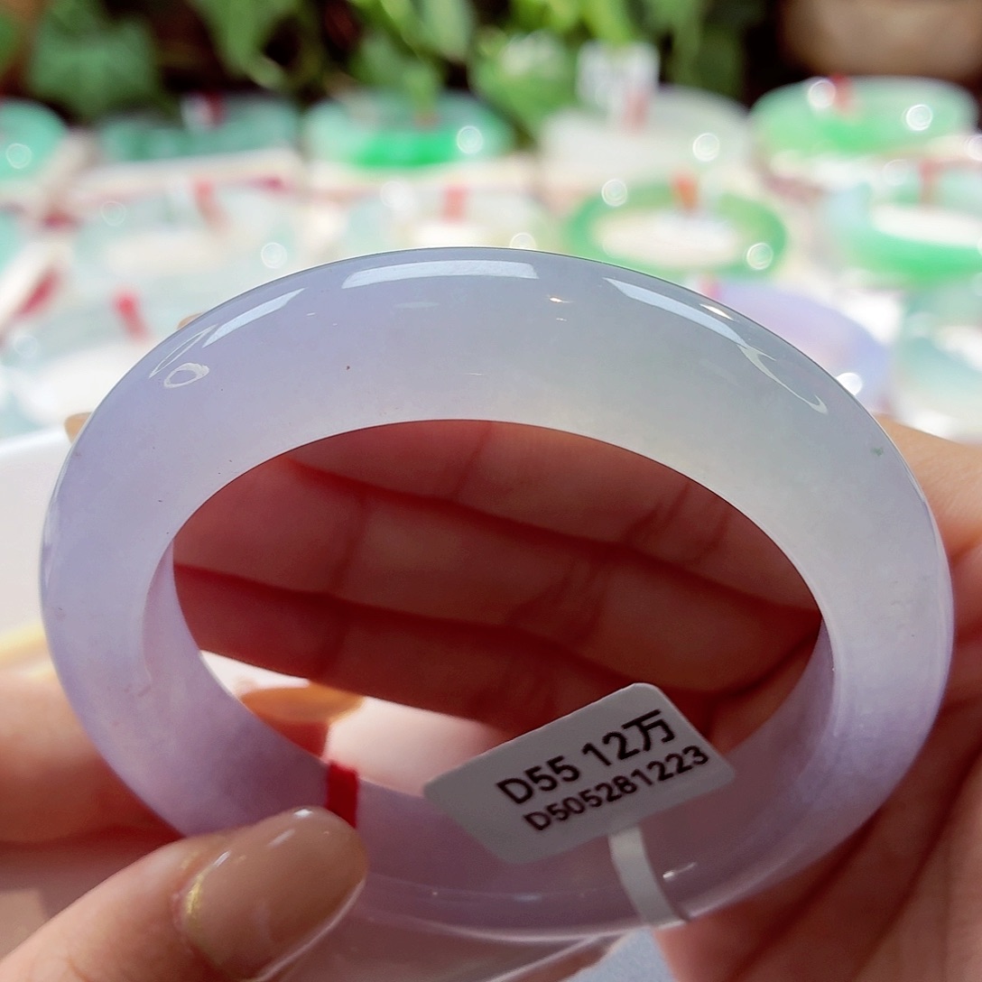 翡翠未镶嵌手镯红春紫渐变色68-05