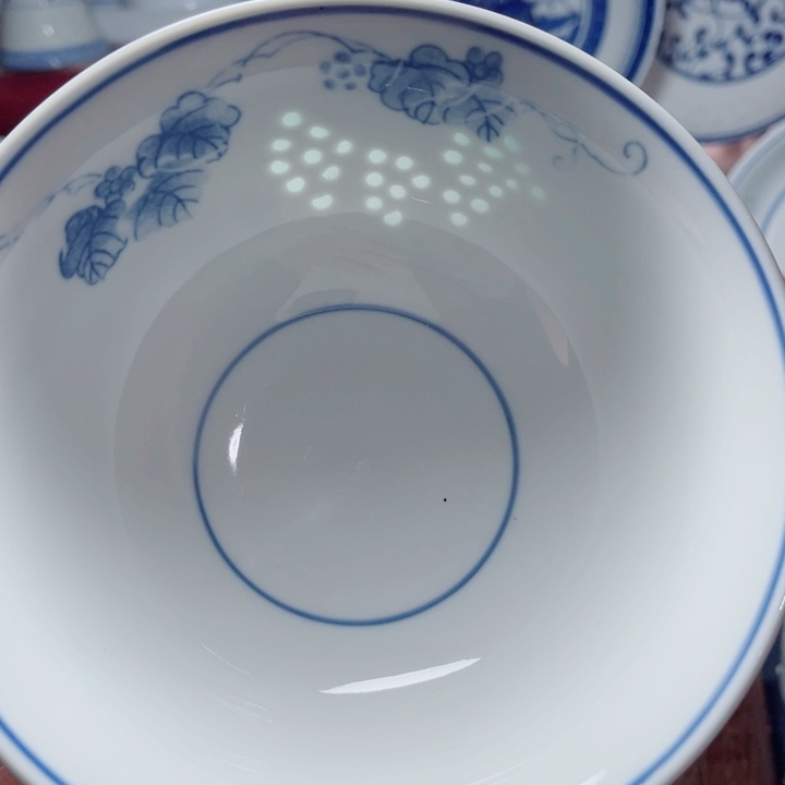 青花玲珑6寸面碗葡萄