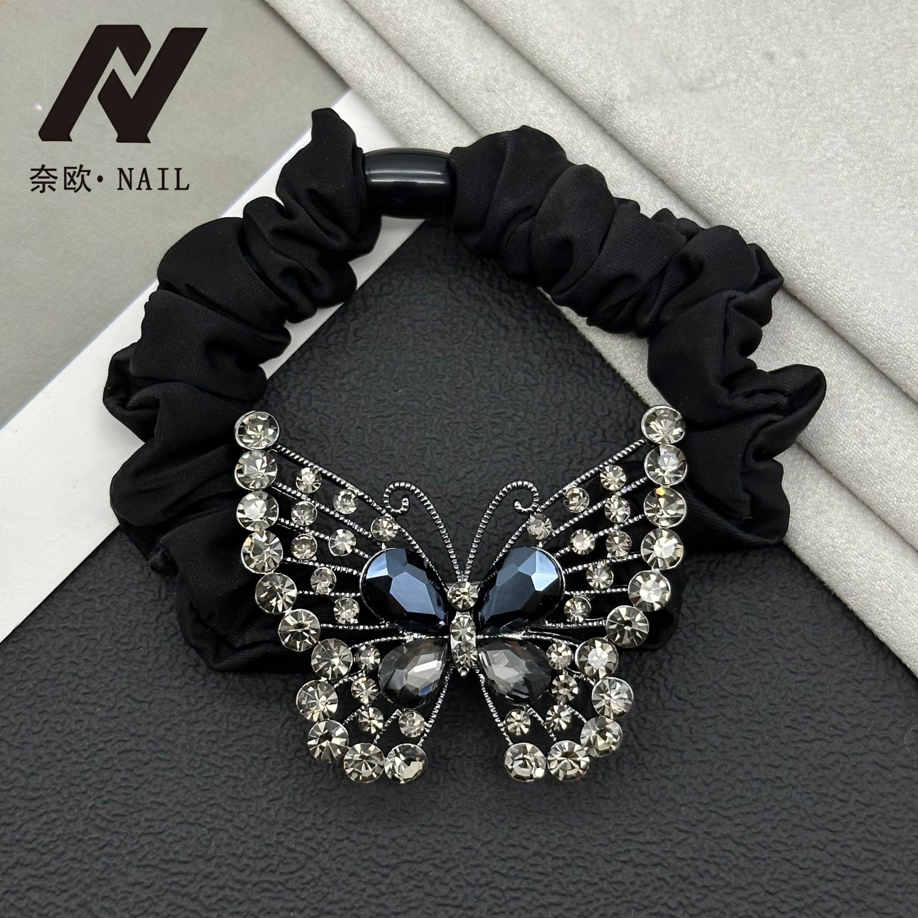 【NAIL·奈欧】韩标正版设计师系列6488满天星蝴蝶发圈头绳百搭黑色