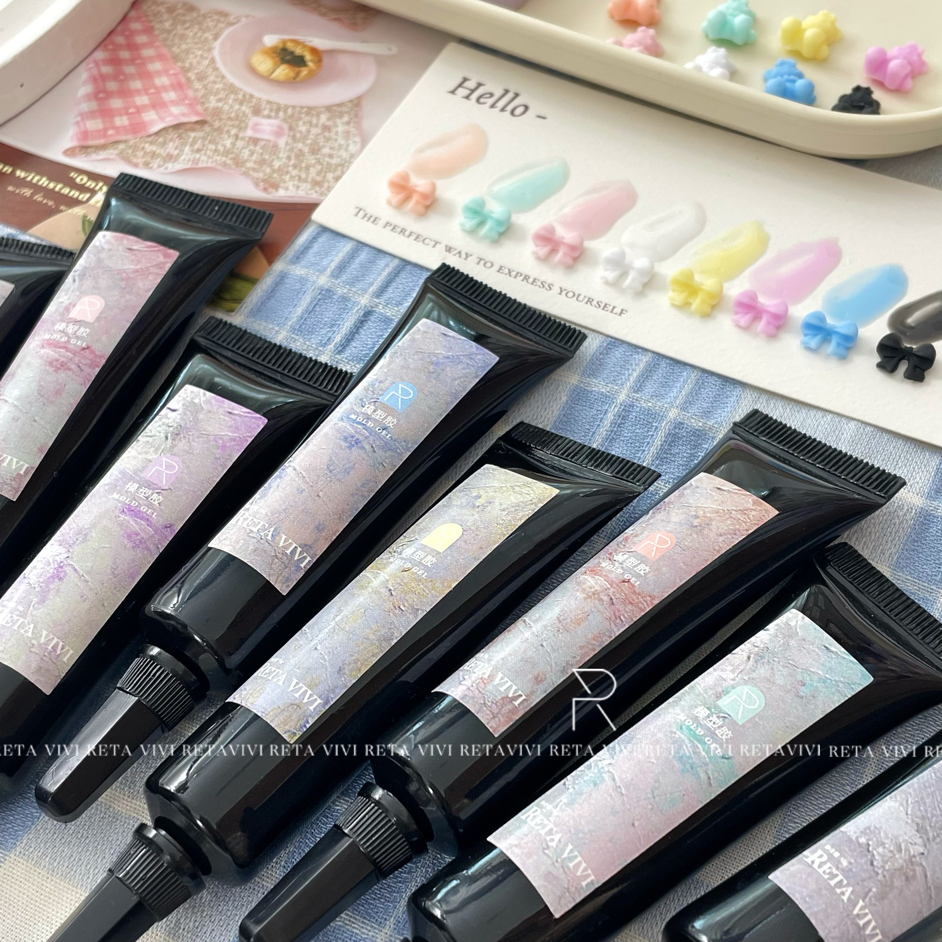 RETA VIVI 美甲模具胶立体雕花硅胶花瓣花朵针管彩色模型胶15g