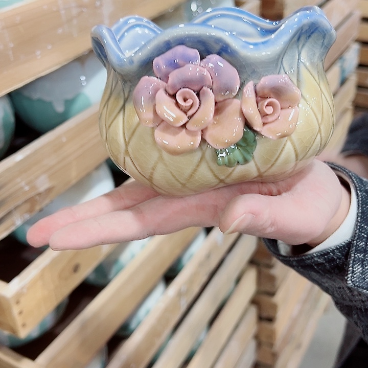 有孔，凑单福利满10元发货陶瓷多肉花盆！