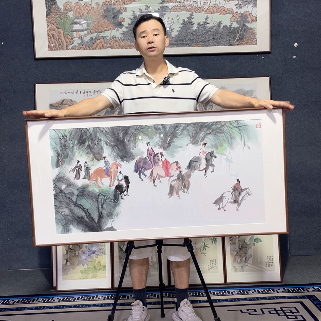 国画手绘画作品带框