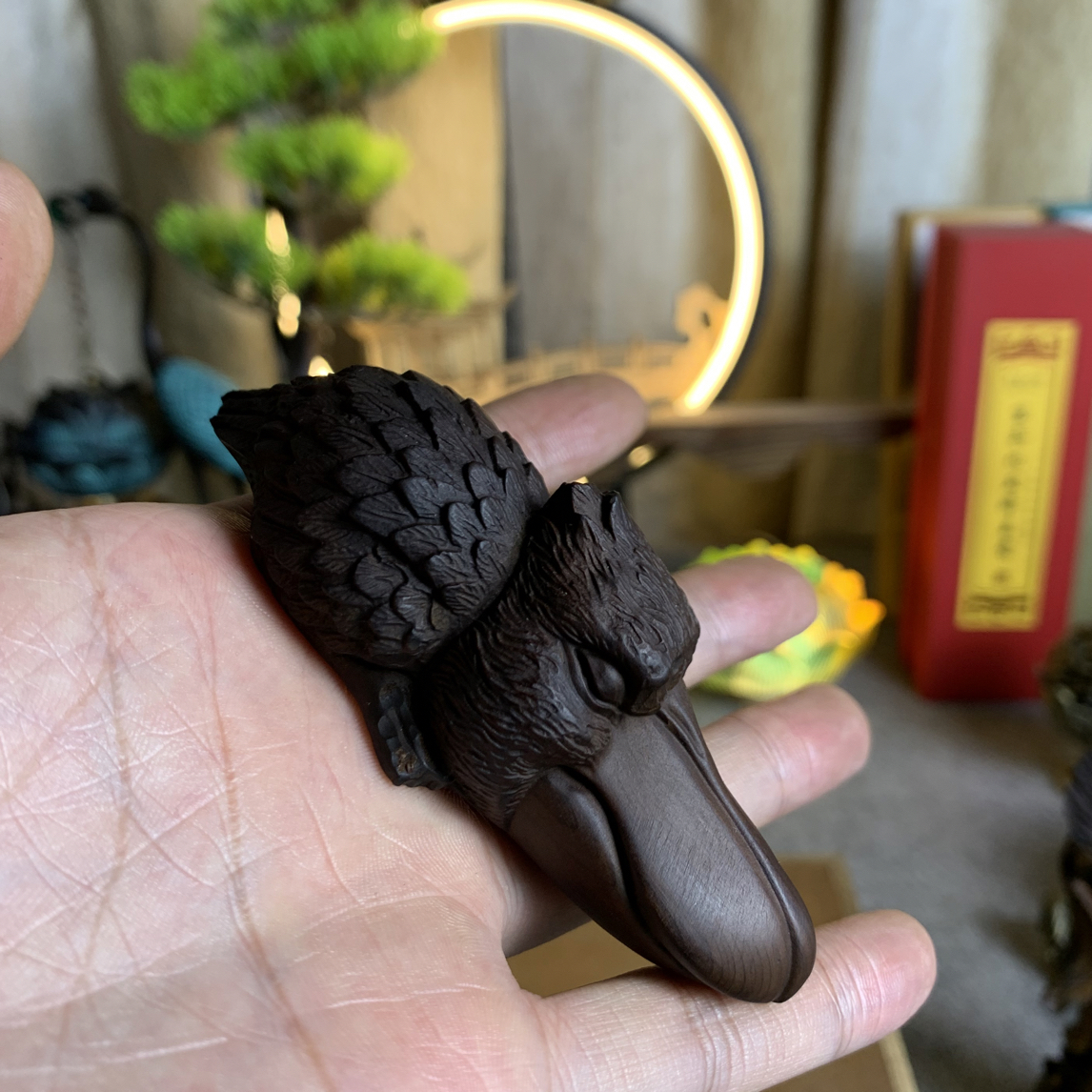 高货哦 太行崖柏雷击木9.5x3.7公分鸭嘴兽家居创意饰品小摆件