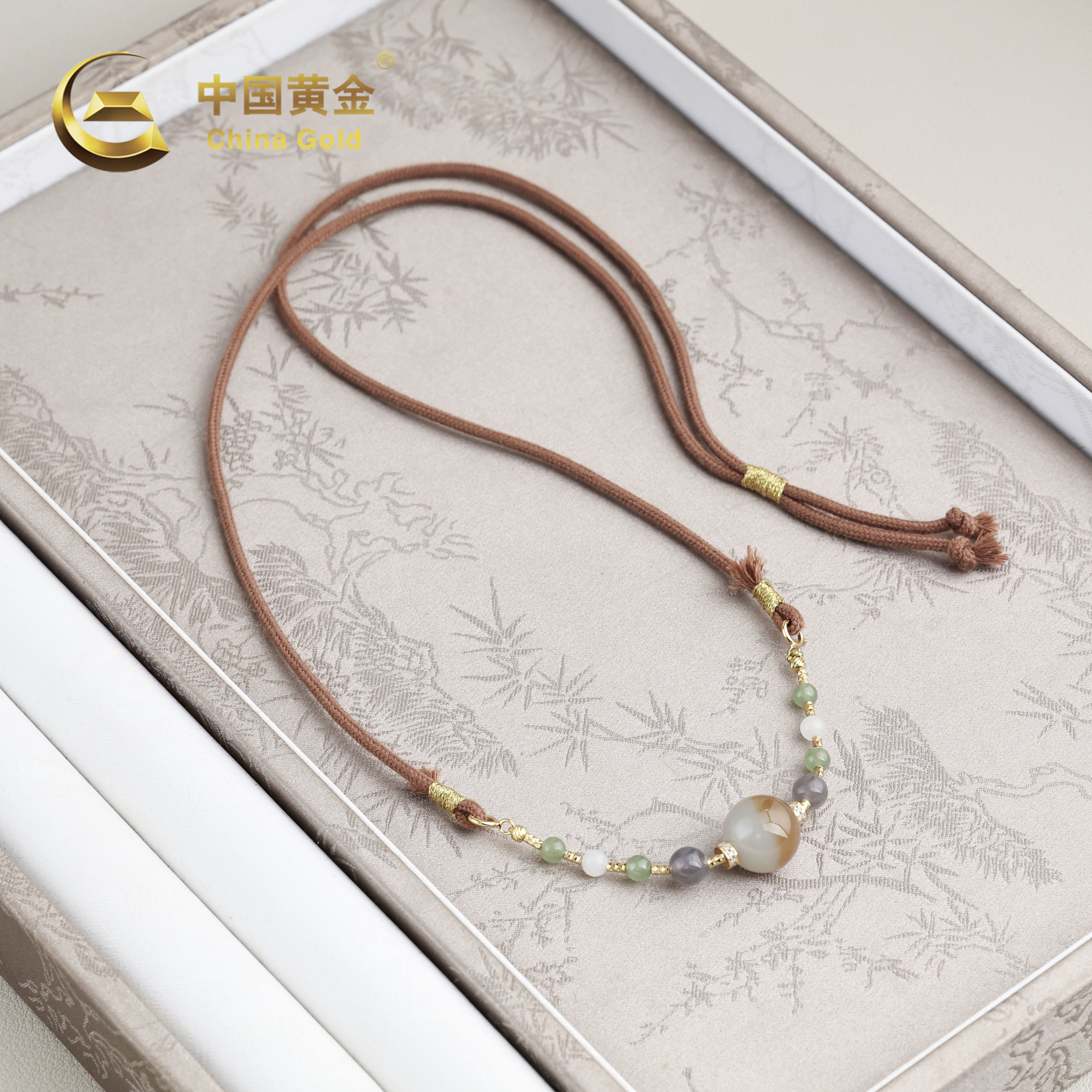 【中国黄金】乐祺 | 和田玉*项链*S925银镶嵌-X3817-L-Y