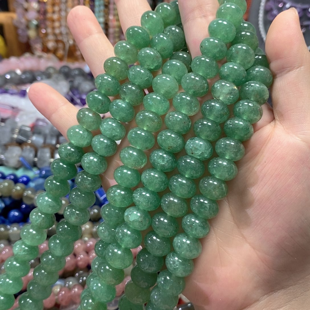 玛瑙/玉髓未镶嵌珠宝半成品绿草莓算盘一条卡12mm