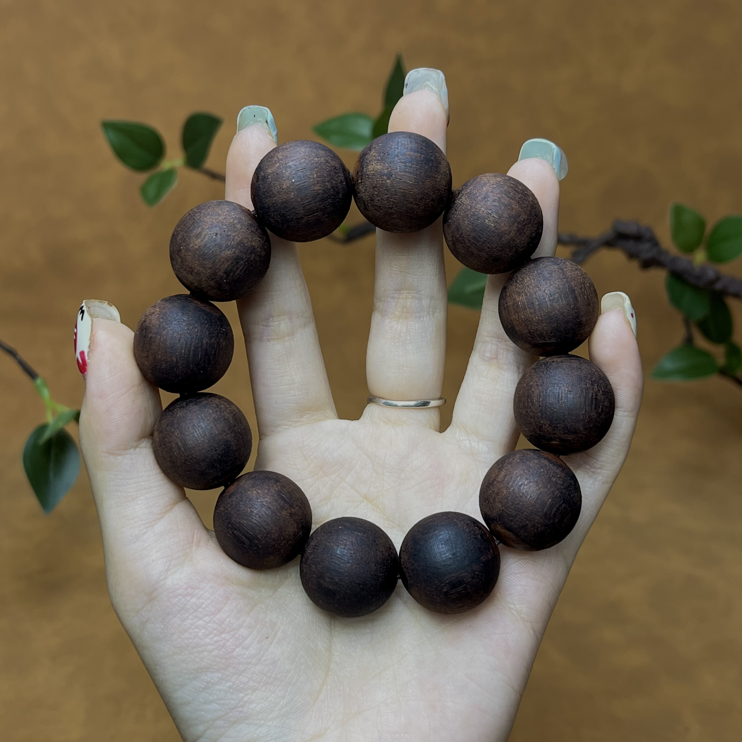 天然小叶降真香手串2.0圆珠奇楠级帝王香明黄绿油金丝蜜结猫推