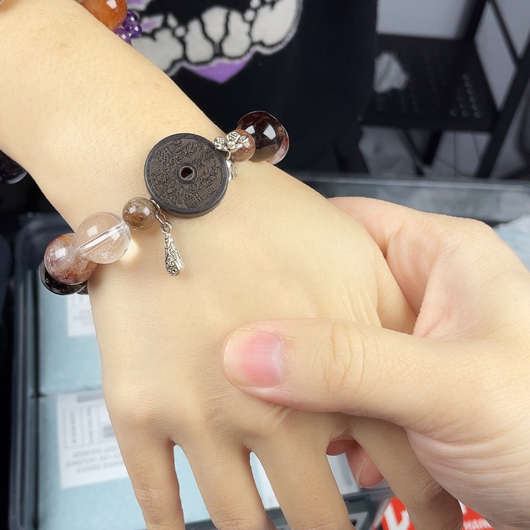 水晶银S925镀金镶嵌手串