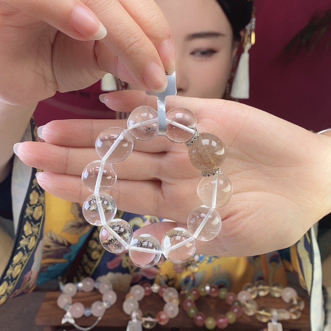 手链水晶未镶嵌双A白水晶+铜发晶