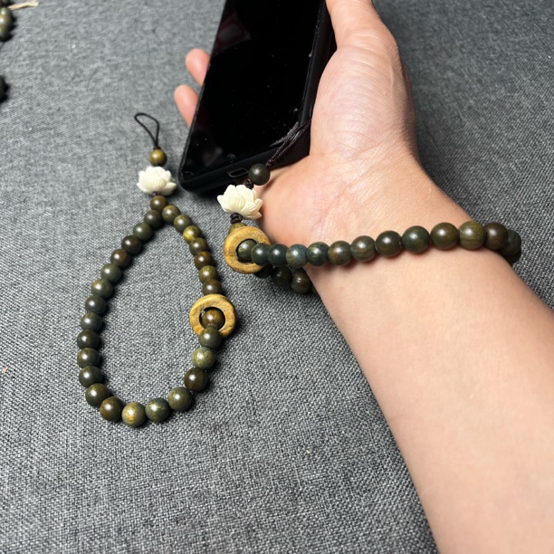 [木艺]绿檀手机链8毫米跑环精美配饰手机精美链子