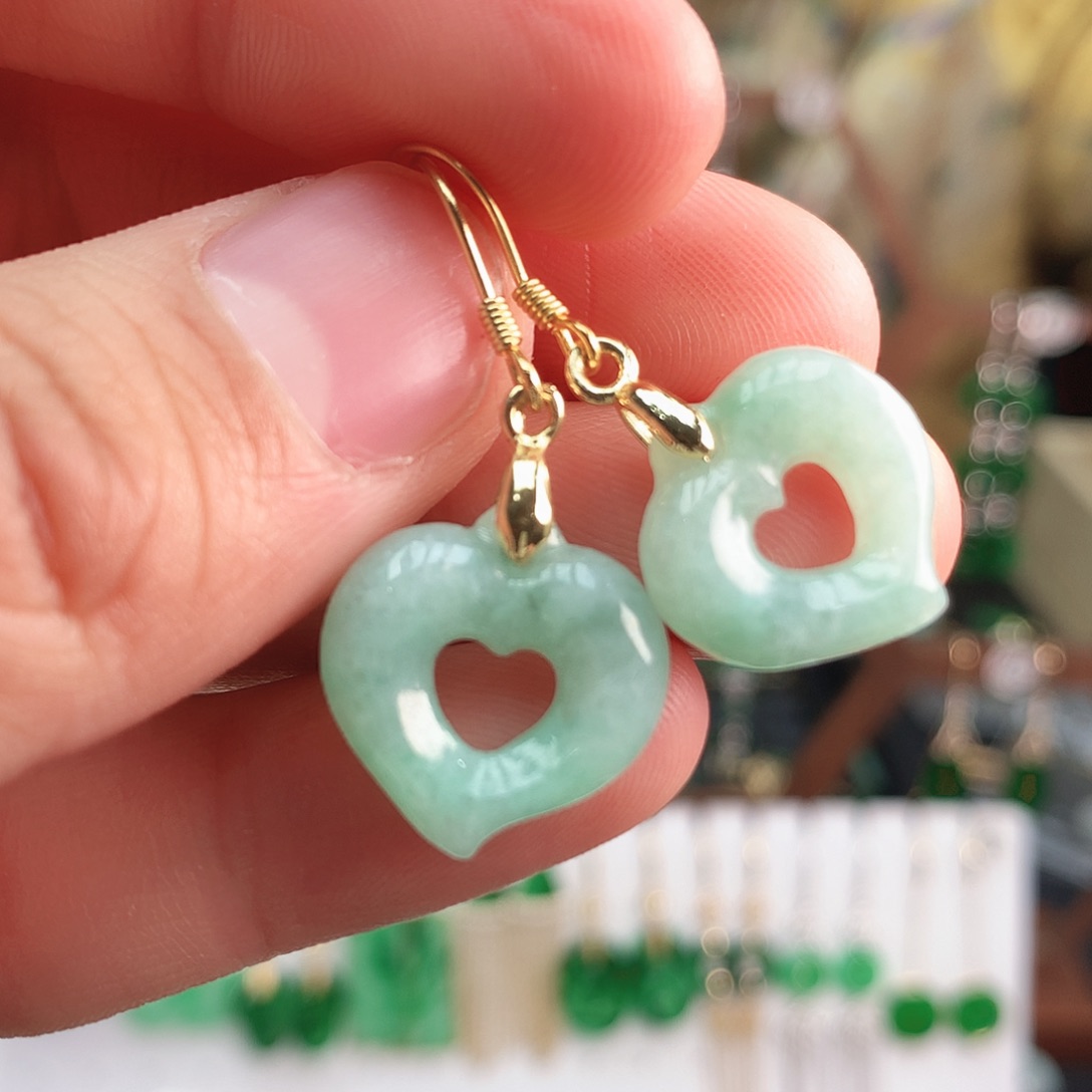 翡翠耳饰银S925镶嵌耳饰