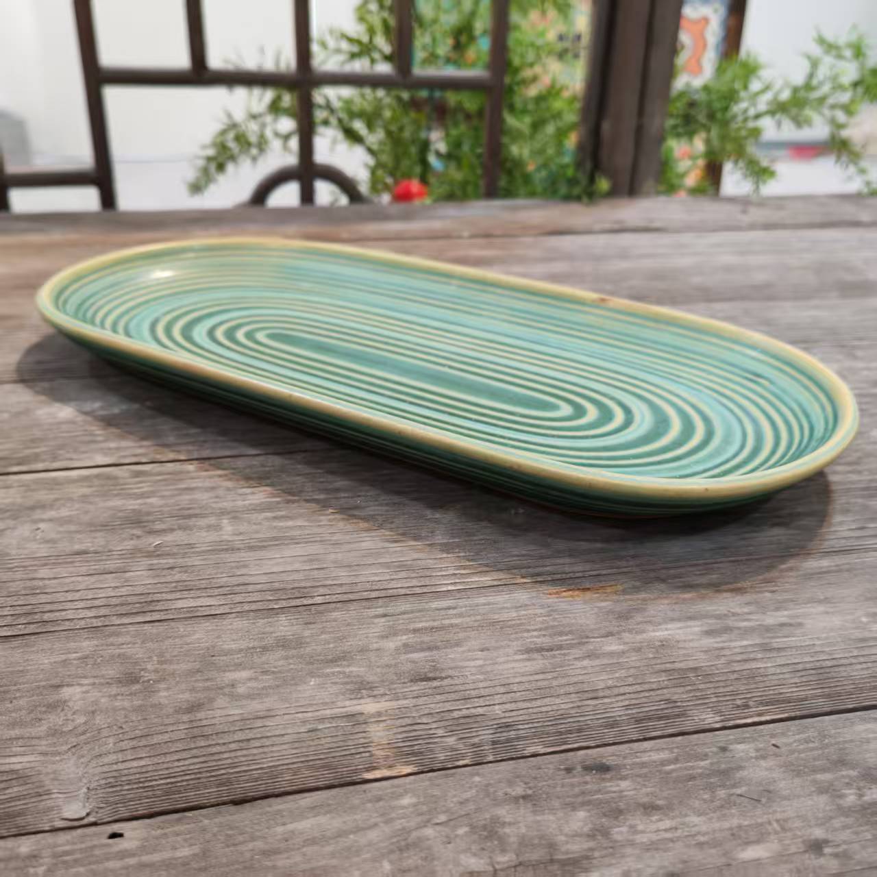 金沙绿螺纹长盘 大号 33.5cm*2.5cm KLP057