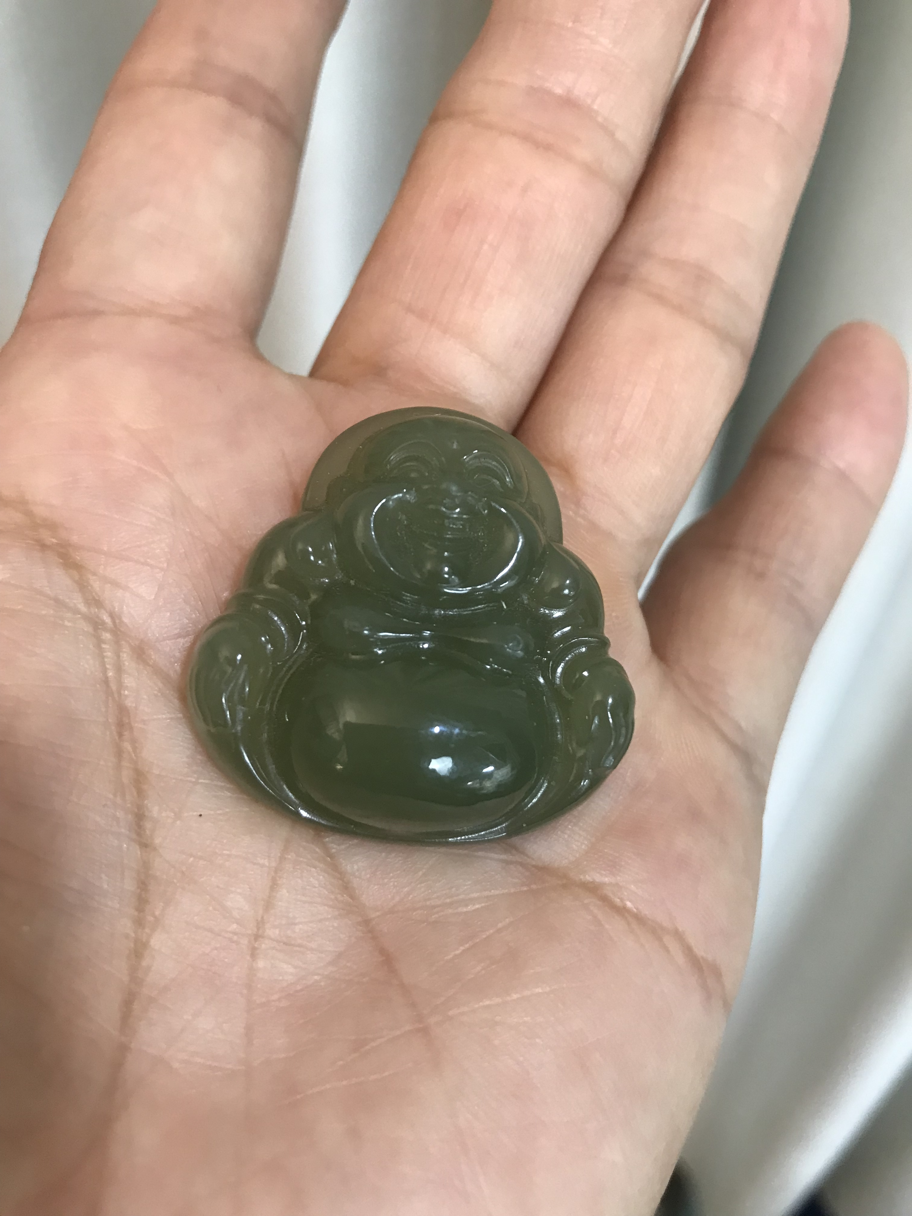 正品和田玉青海料挂件