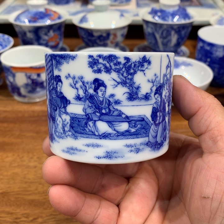 晓竹窑青花乞巧图