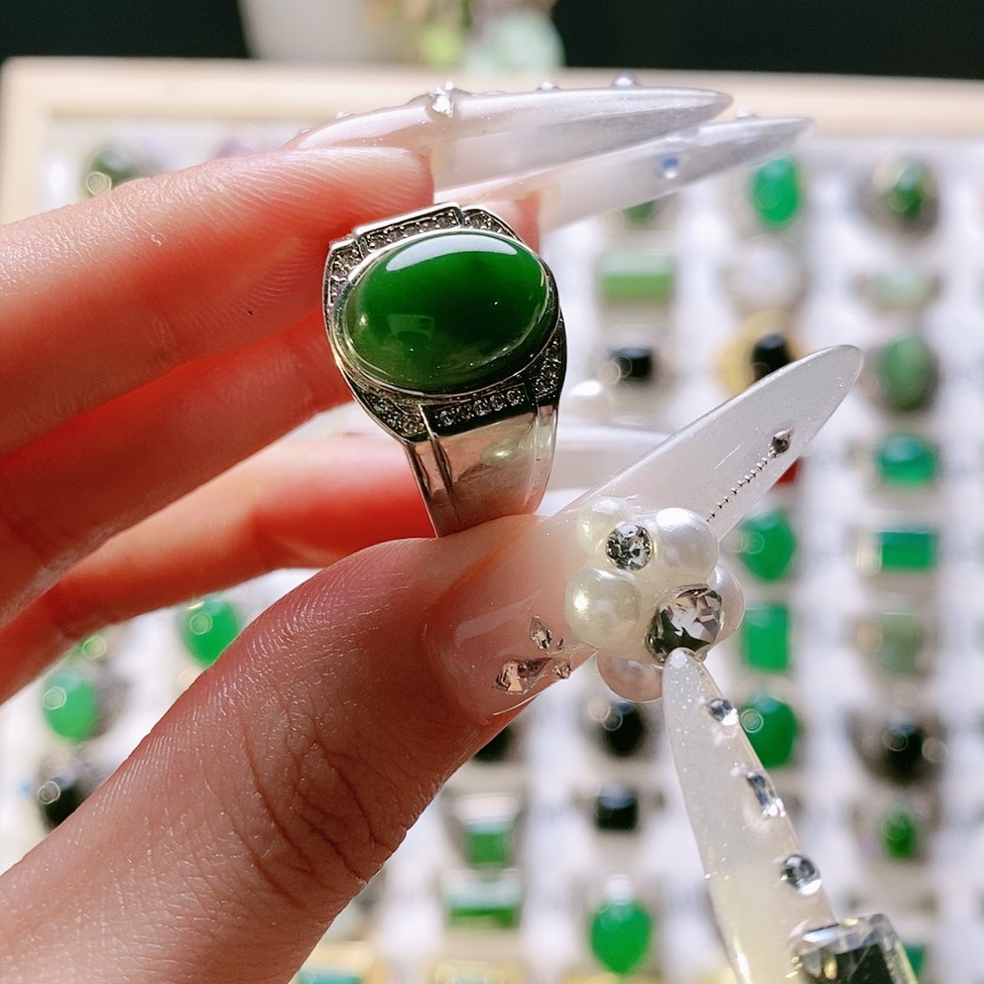 和田玉戒指银S925镶嵌杨****墅