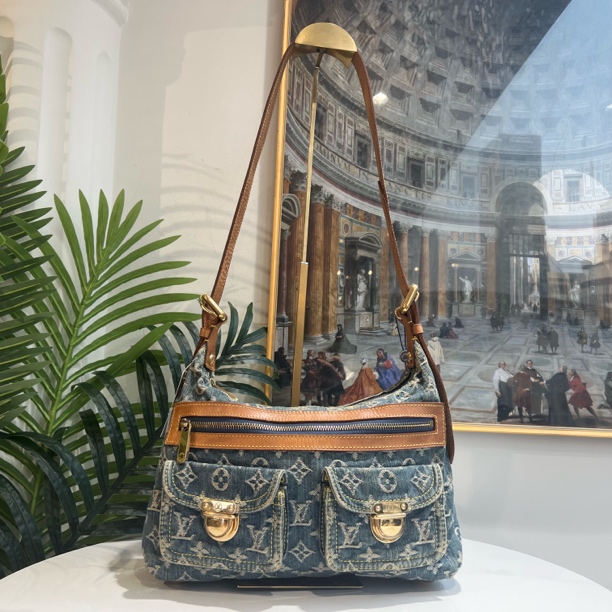 95新 LouisVuitton/路易威登 御古屋/66680/丹宁牛仔包