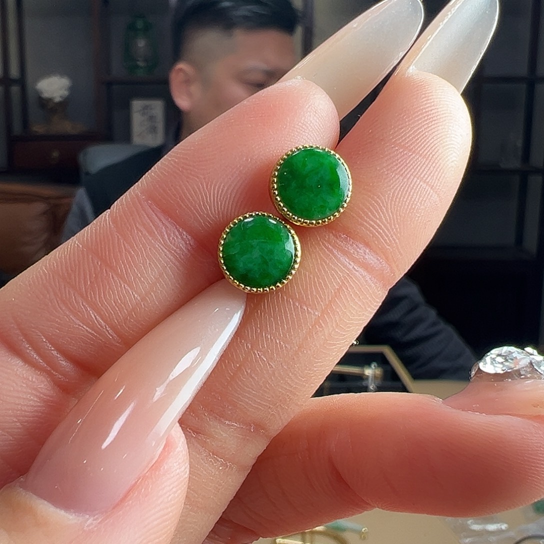 翡翠银S925镶嵌耳饰耳环92