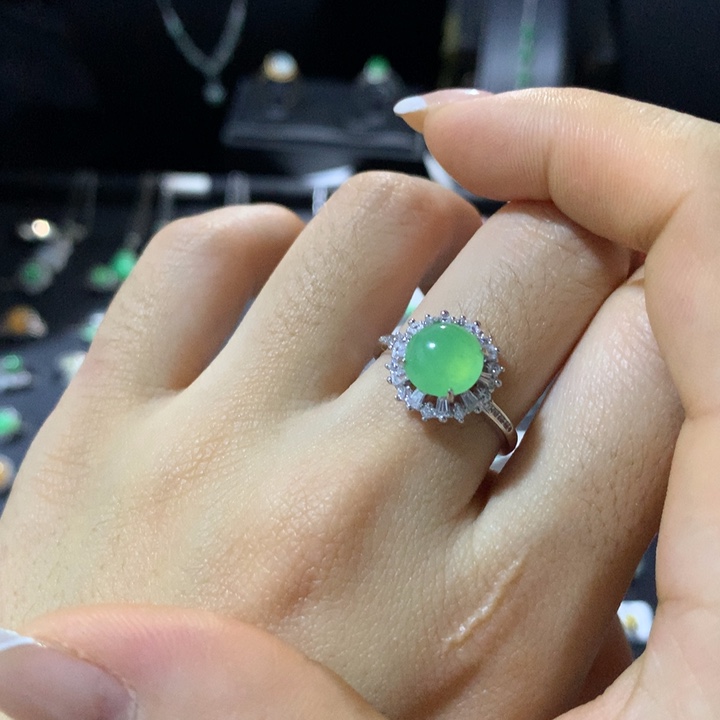 翡翠银S925镶嵌戒指