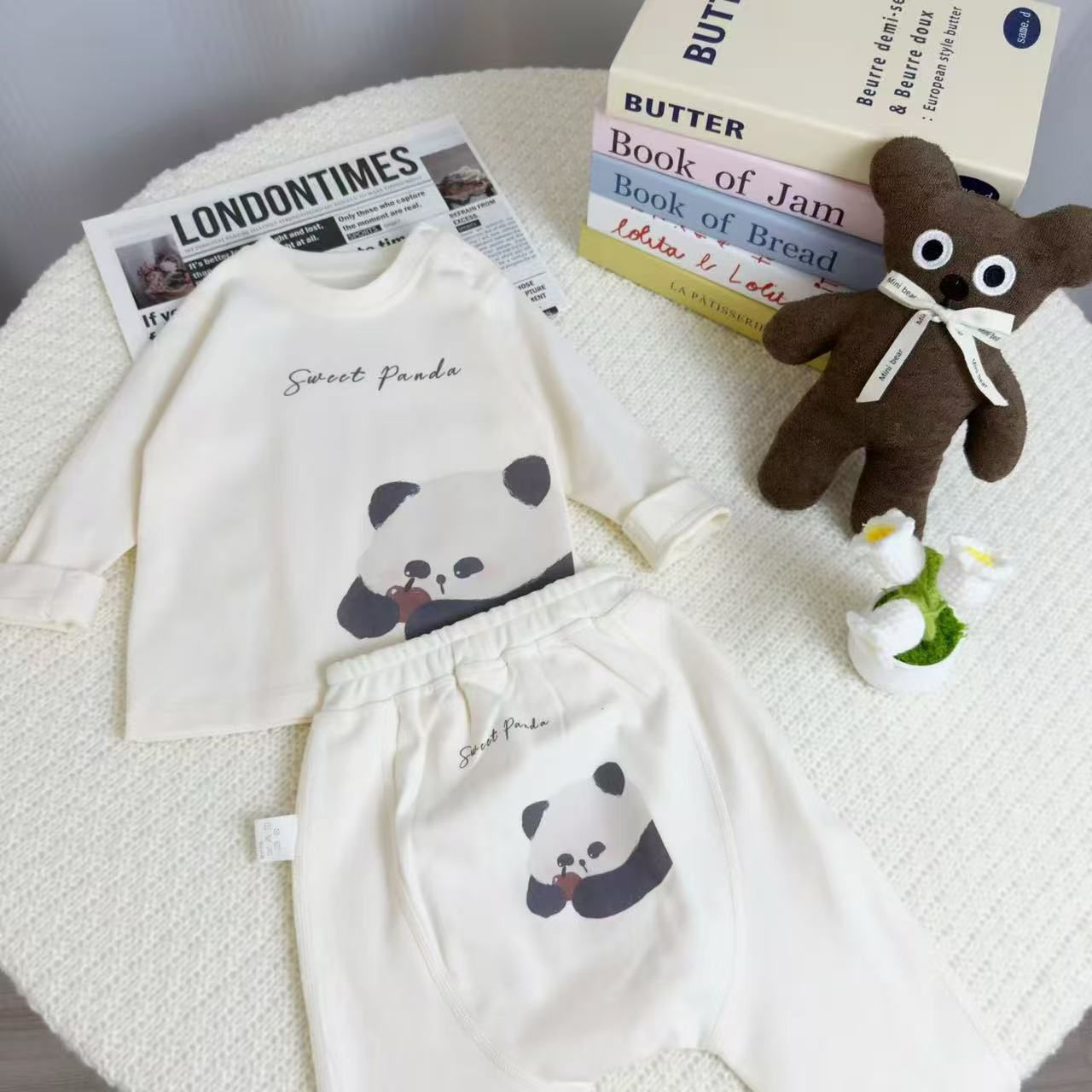 晨晓宝宝厚舒绒大PP秋衣裤套装秋冬高腰肩扣分体no退换