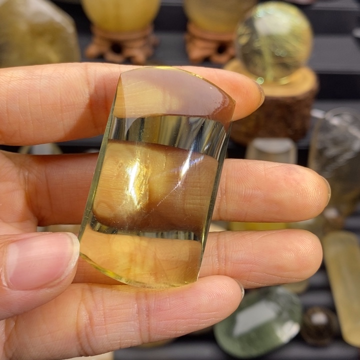 水晶珠宝半成品未镶嵌鄠****)黄水晶无事牌