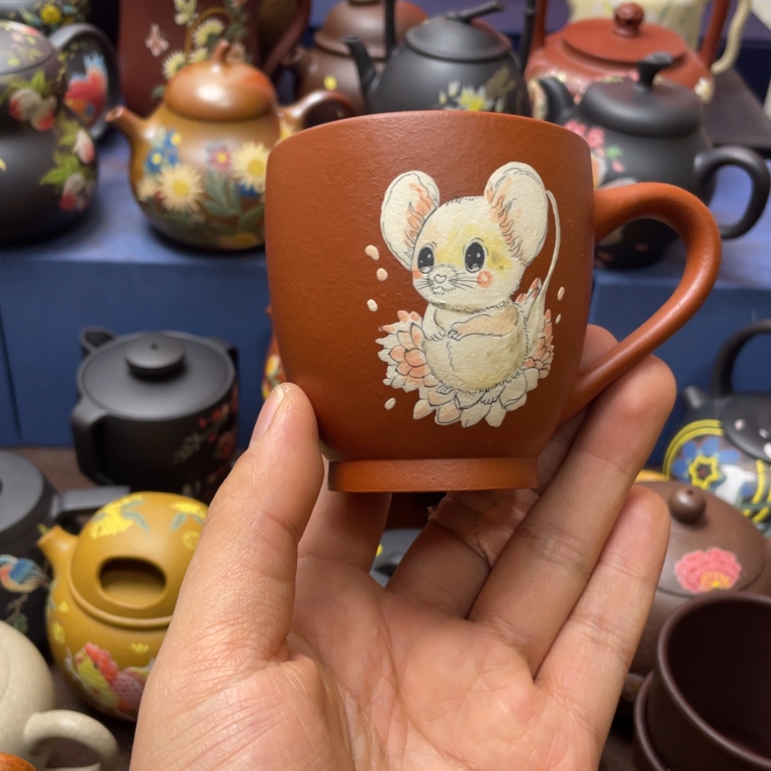 红泥茶杯紫砂主人杯150cc