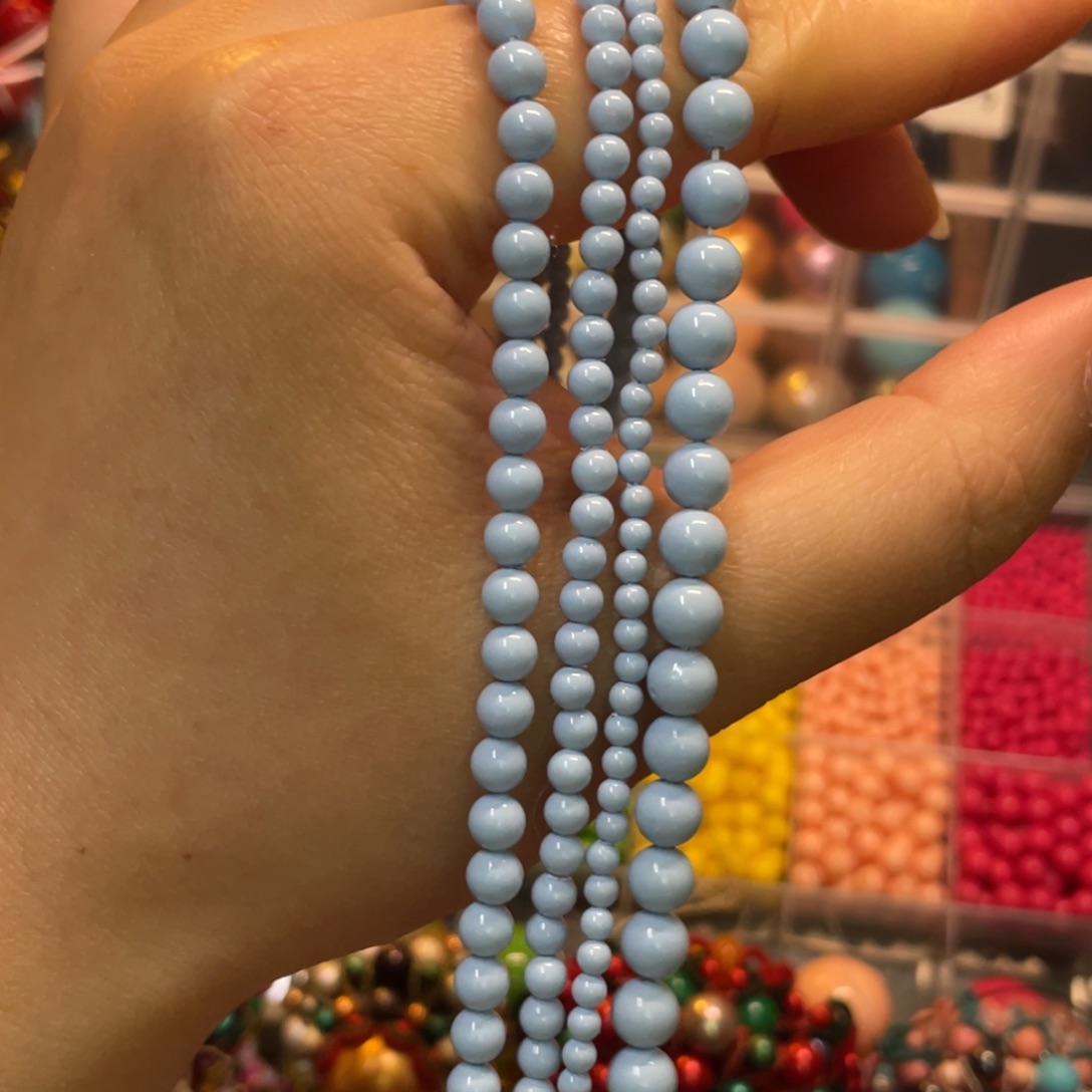3456一套浅灰蓝  手工diy半成品散珠