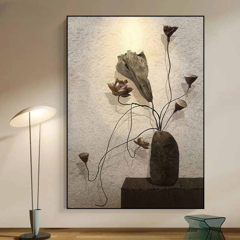 日式侘寂风客厅沙发背景墙画入户玄关挂画进门走廊过道壁画Y41