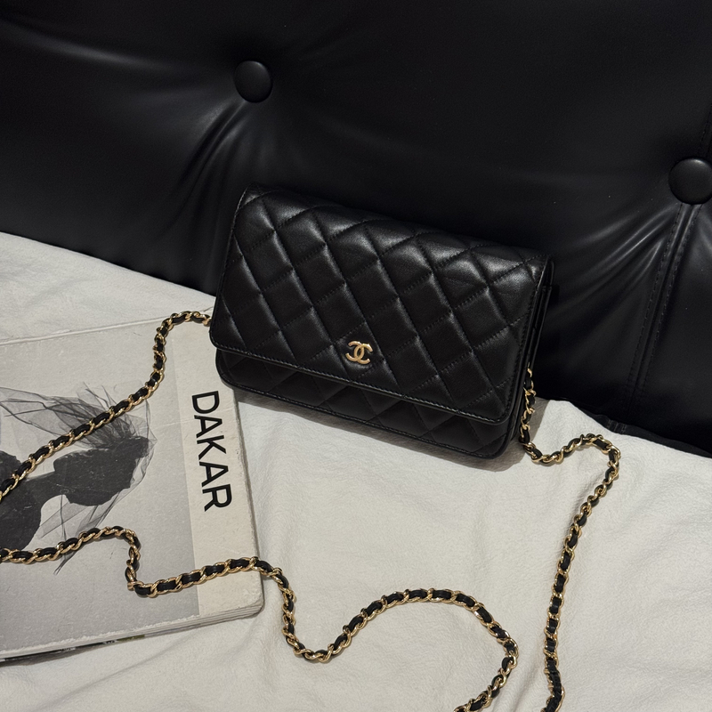 99新 Chanel/香奈儿 壹所奢品Chanel woc光面黑金30开无卡 98新