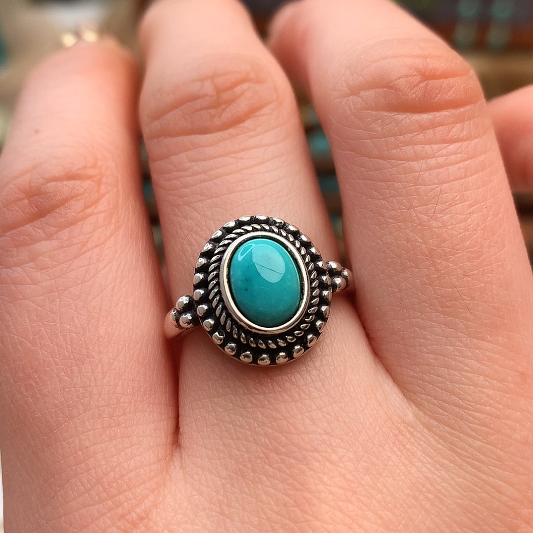 绿松石精品戒指银S925镶嵌