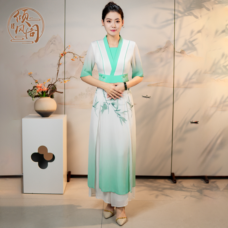 倾风阁美容师工作服足疗女技师足浴spa养生会所高端国风工衣套装