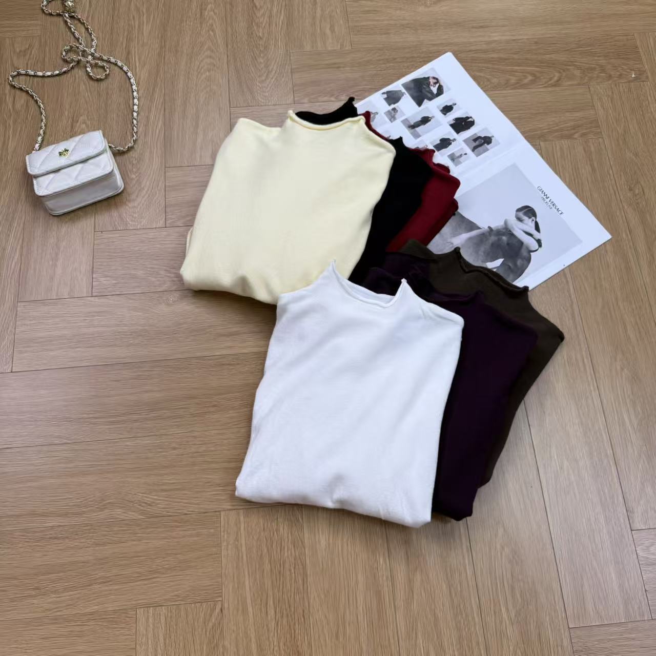 韩版简约时尚百搭立领仿羊绒针织打底Y78