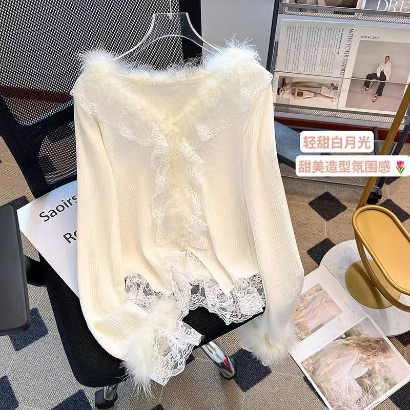 上衣毛毛针织女韩版毛针织衫韩版毛绒针织开衫时尚