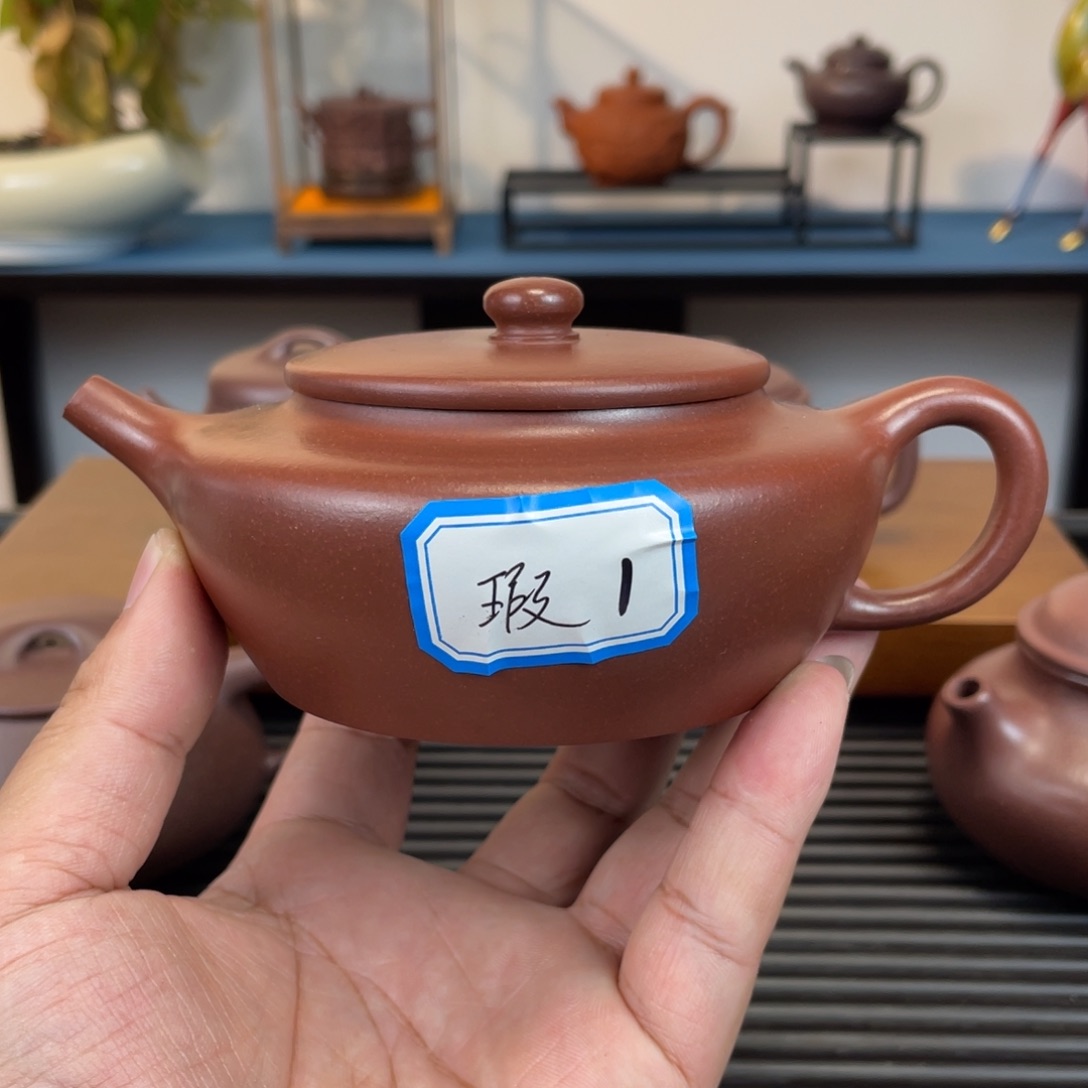 紫砂茶壶紫泥扁晨240cc