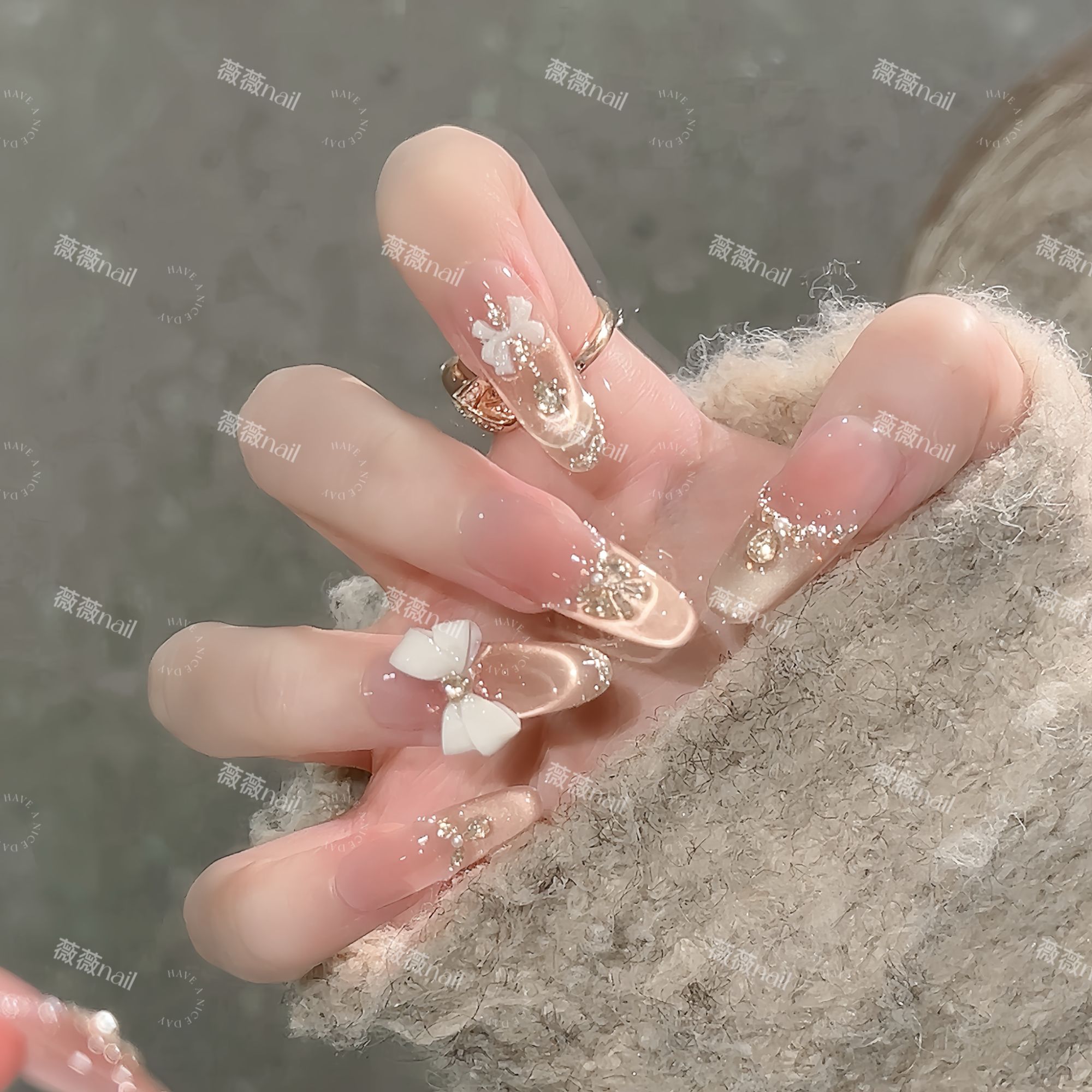 【金色恋人】高品质轻奢显白可重复佩戴手工穿戴光疗甲美甲贴