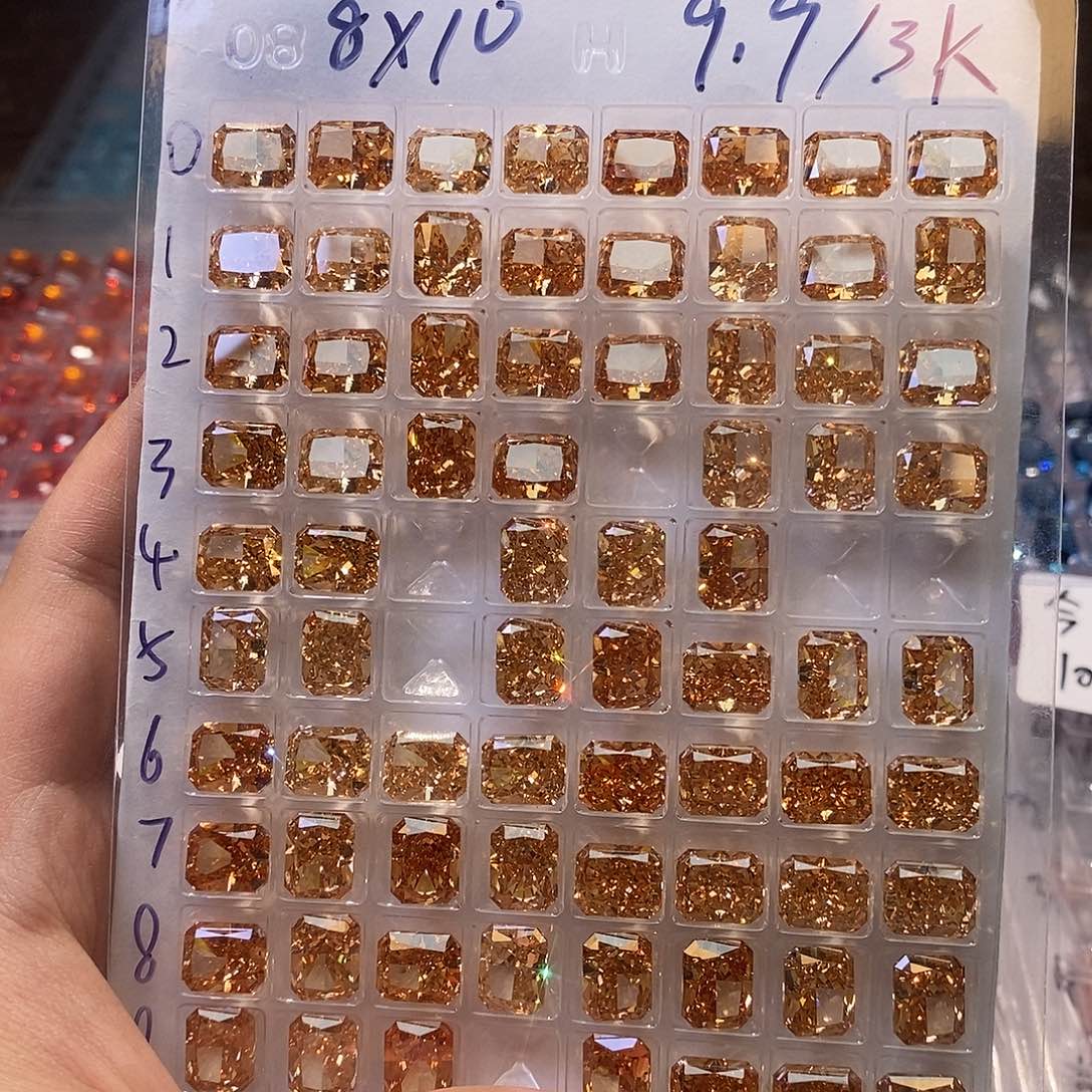 8*10锆石（处理）香槟色长倒三颗