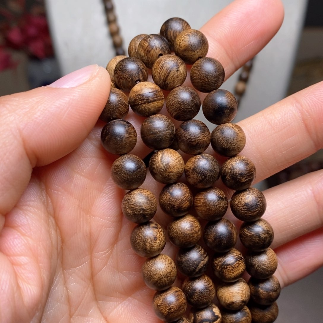 沉香手串越南芽庄瘤疤黄棋楠08×108
