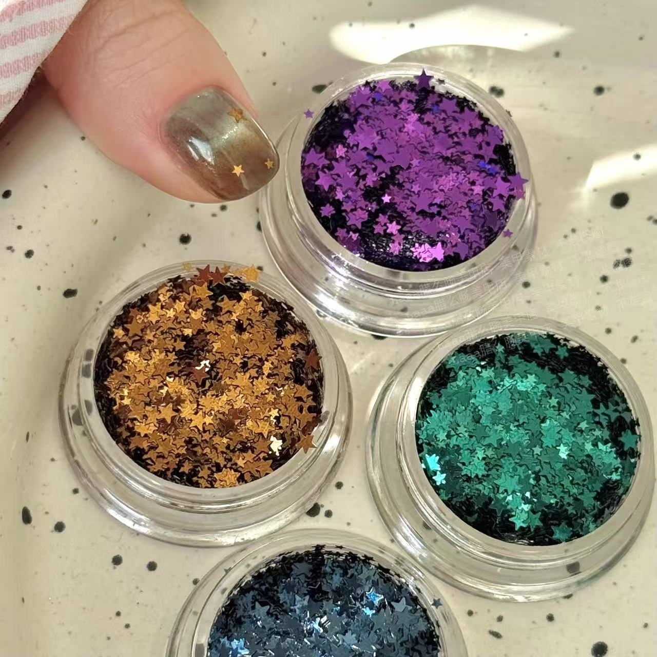 【浓郁秋冬五角星】ins风超薄彩色爆闪亮片蓝色用于美甲流麻DIY流行