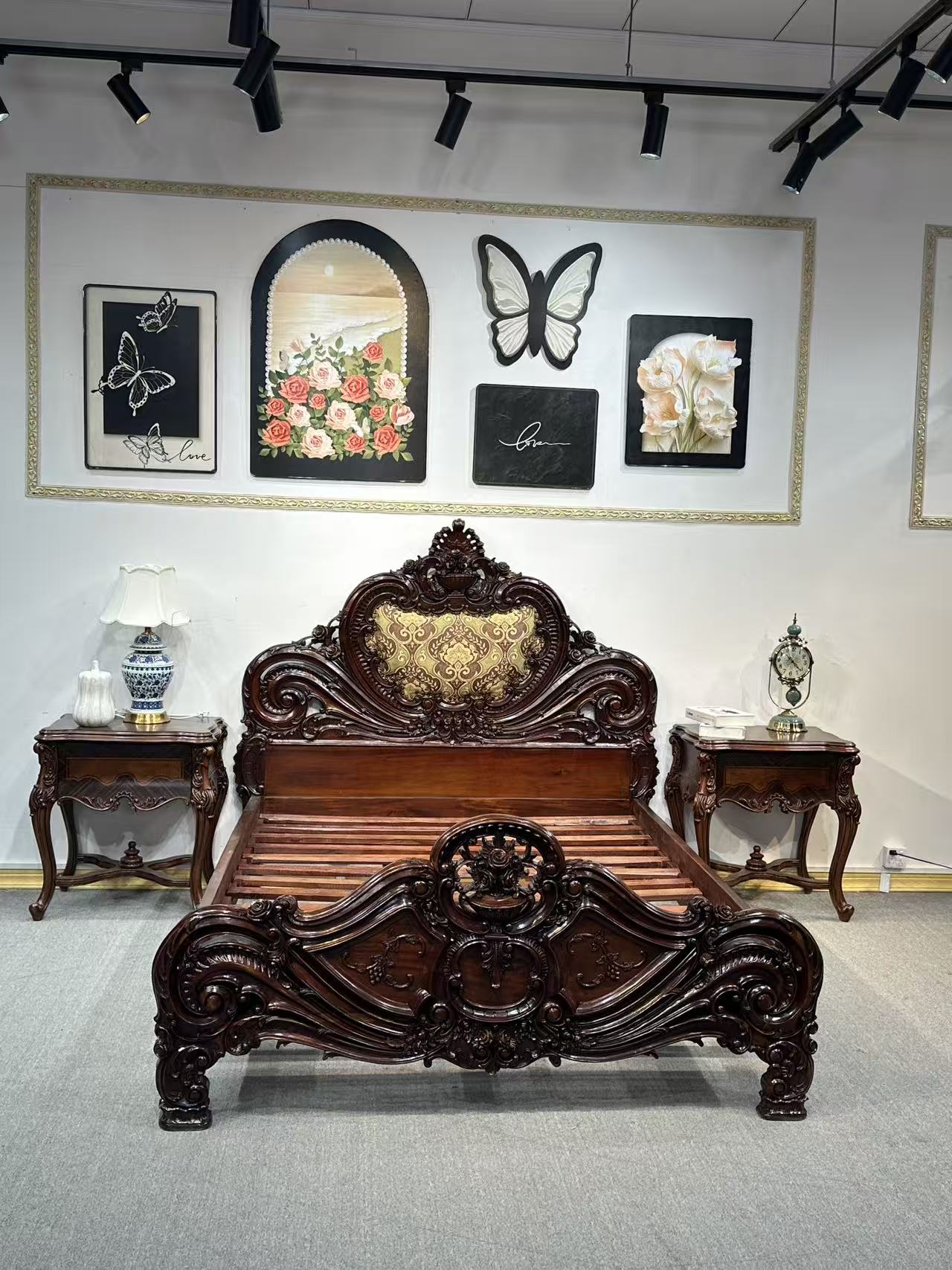 DC591床（1.5米）1730*2200*1550内空1.5*2原配床边床板美式雕花