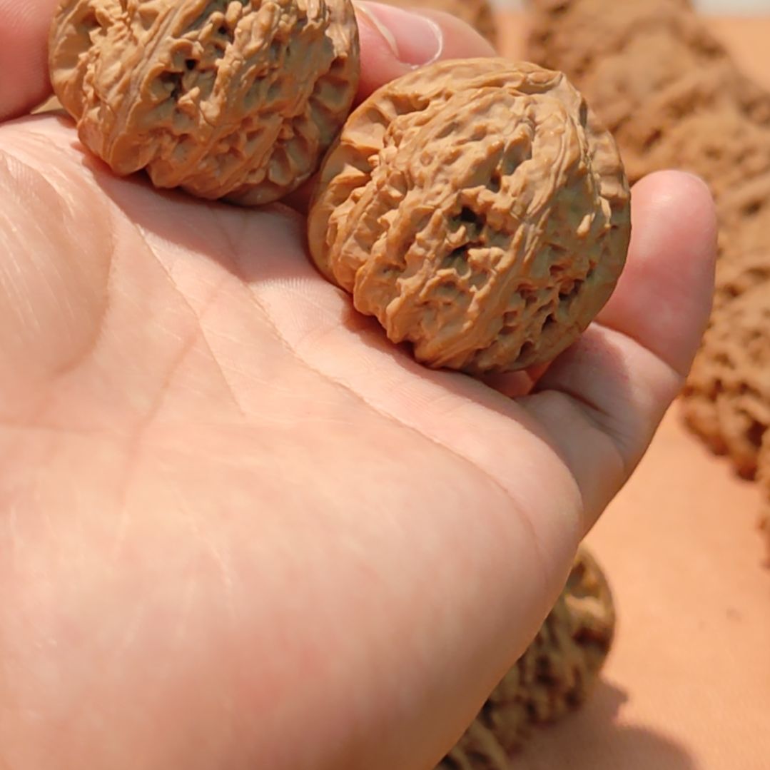 文玩核桃把件全品三角白