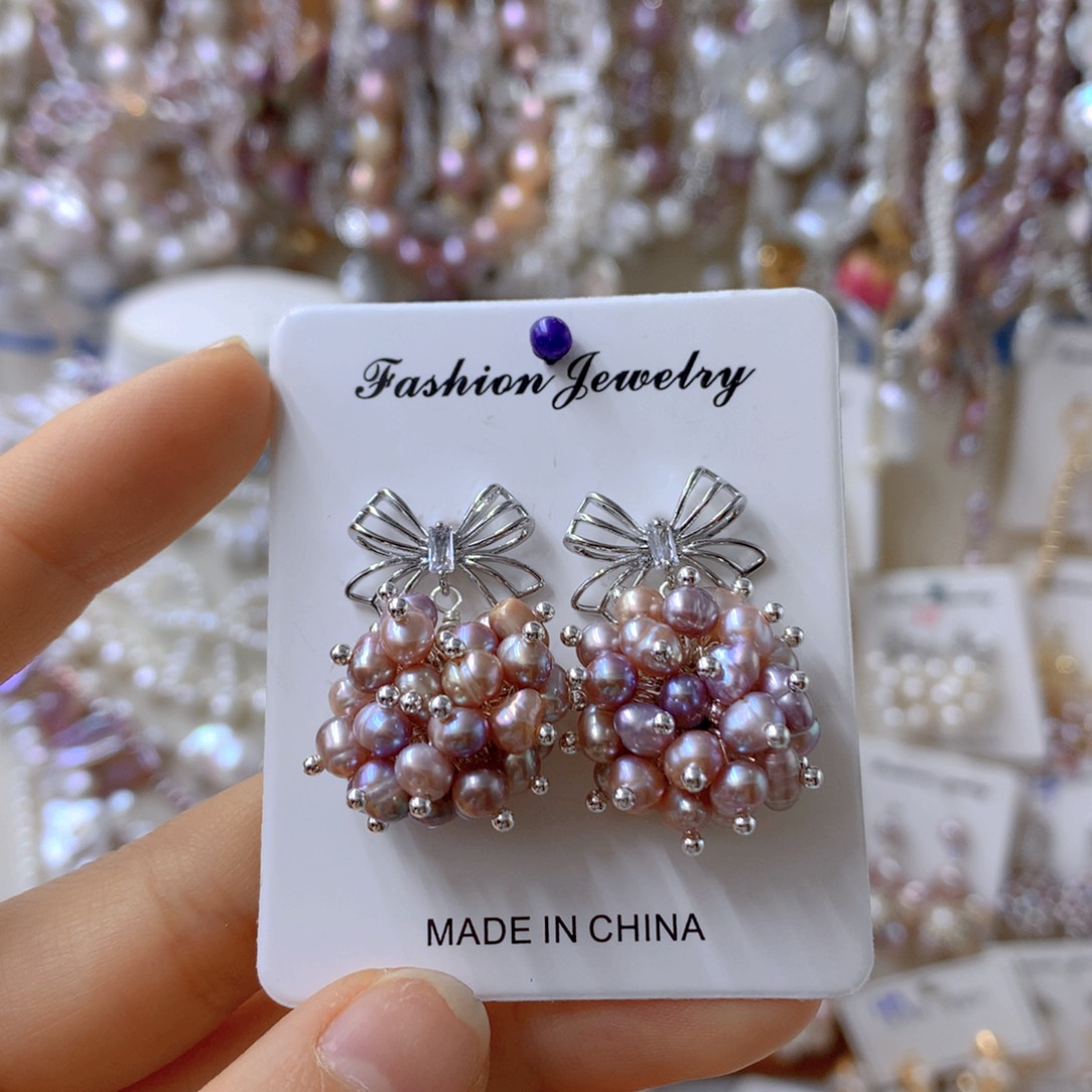 合金淡水珍珠耳饰